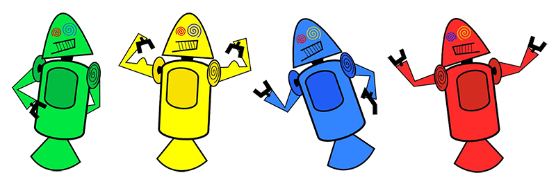 Mascote Dan Droids criado por Dan Morrill